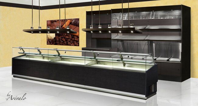 Refrigerated Display Cases VB-90 with Tilt-able Flat Glasses